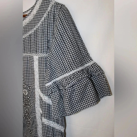 Women’s Free People Sunny Day Mini Summer Plaid Embroidered Shift Sundress Med - Picture 6 of 13